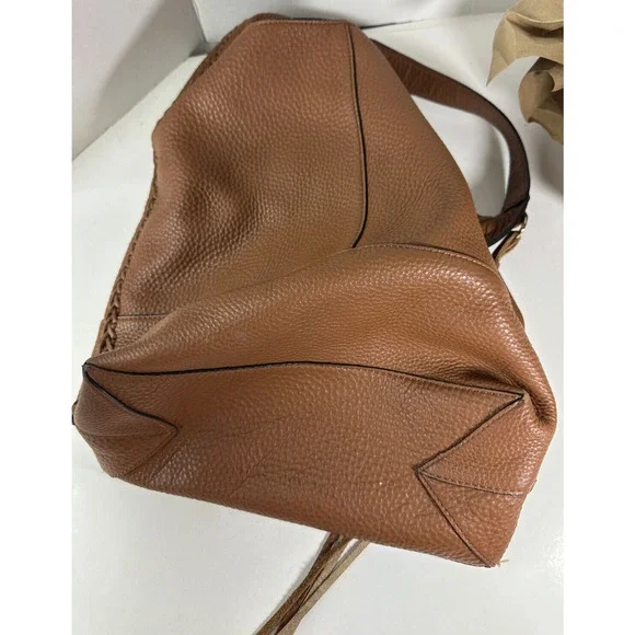 Rebecca Minkoff Leather Unlined Slouchy Hobo With Whipstitch Almond Bag Tassel - Picture 3 of 12